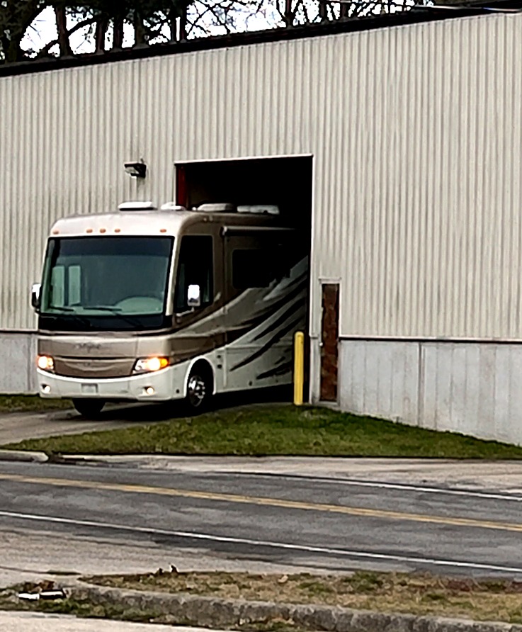 Motorhome entering the Fortress Storage facility